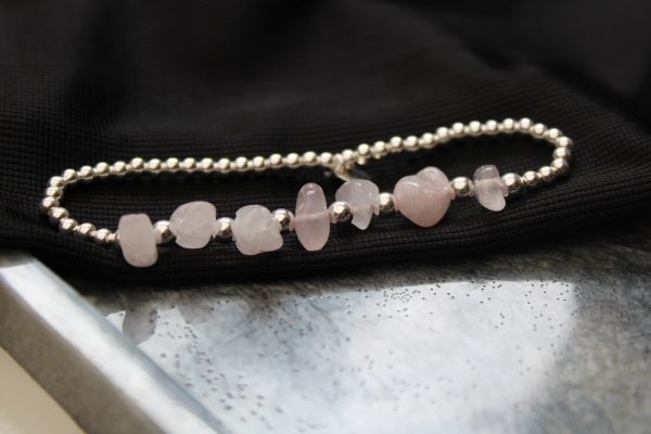 Silver and Rose Quartz Bracelet
