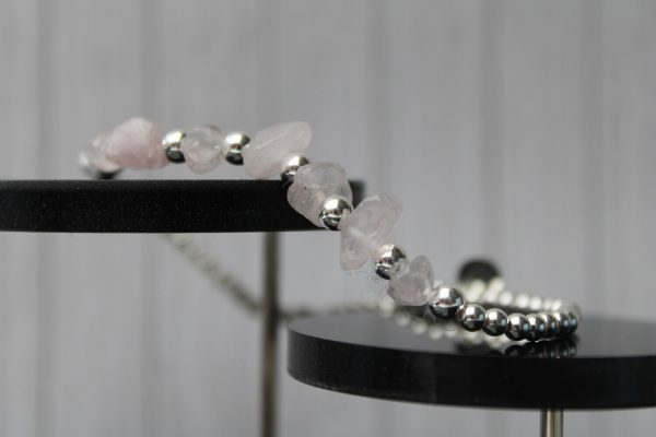 Silver and Rose Quartz Bracelet