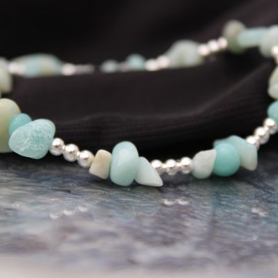 Sterling Silver and Amazonite Crystal Bracelet