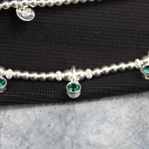 Sterling Silver and Emerald Bracelet