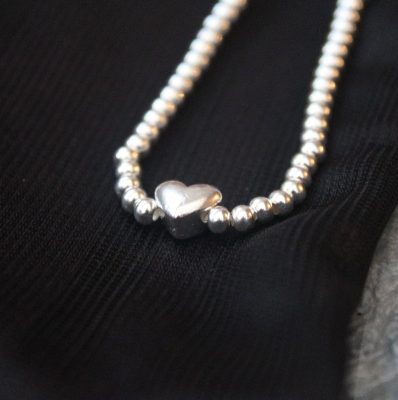 Sterling Silver Bracelet with a Heart Bead