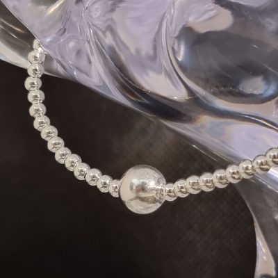 Silver Stretch Beaded Bracelet with Ball Bead