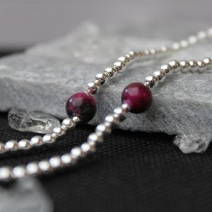 Sterling Silver and Tourmaline Jade Anklet